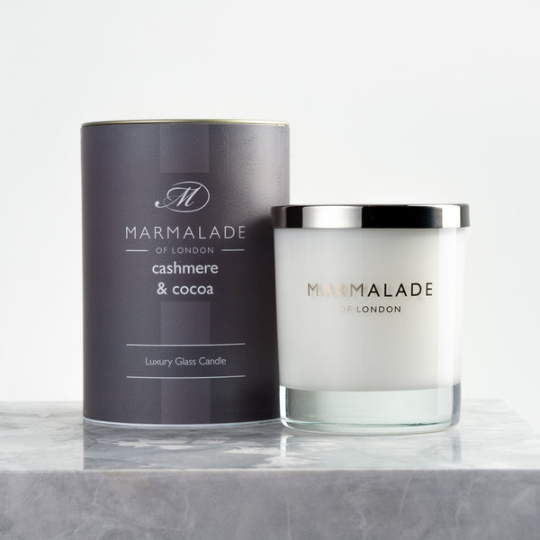 Cashmere & Cocoa Large Glass Candle – Marmalade of London USA